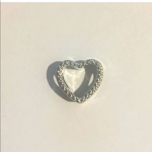 Sterling Silver Open Heart Charm With CZ
